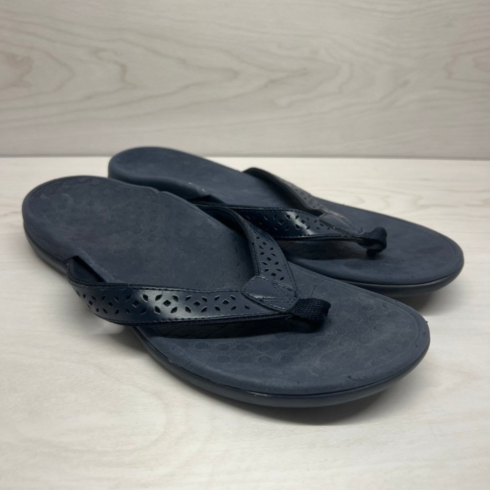 Vionic Womens 12 Sandals Tide Perf Flip Flop Navy Blue Orthotic Comfort Thong